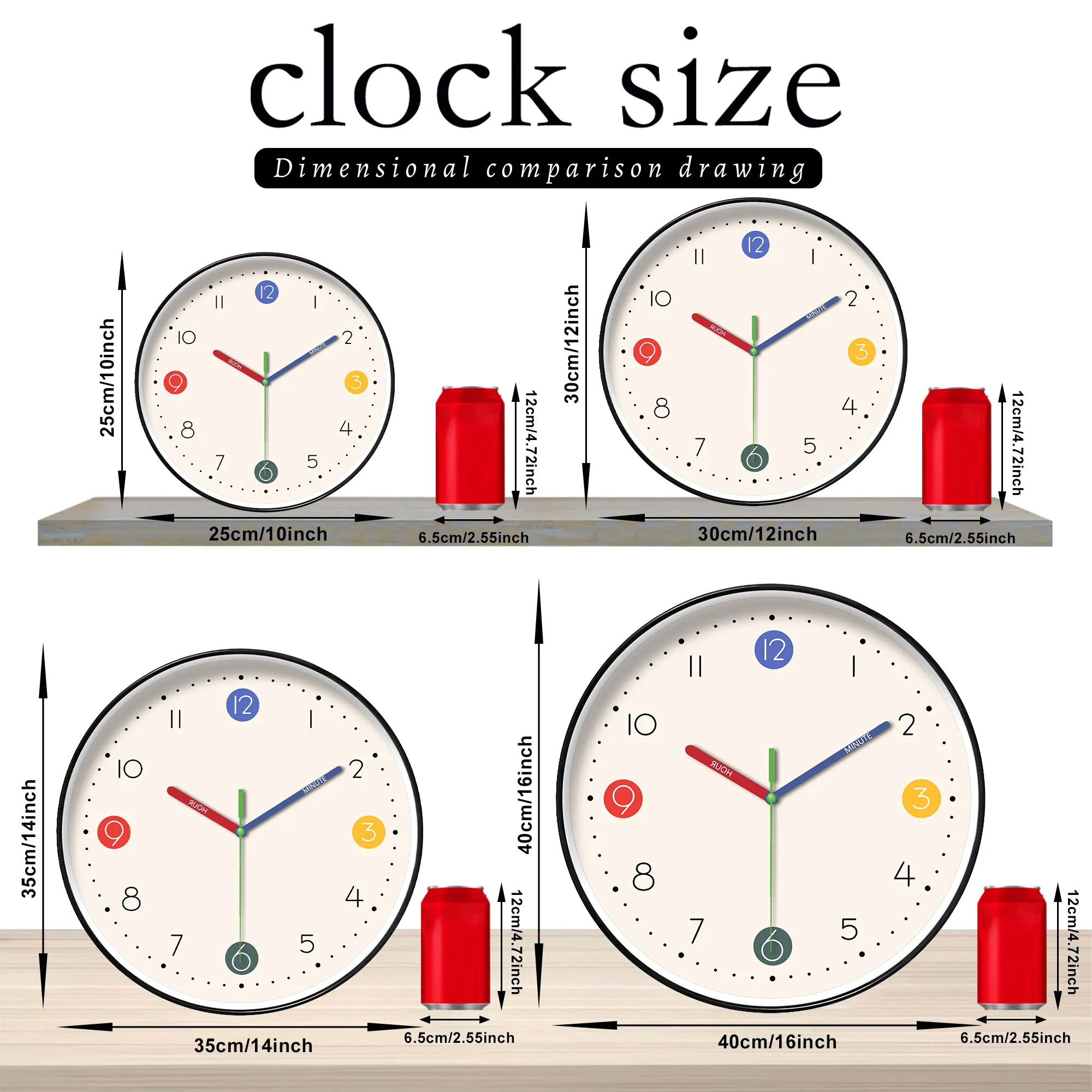 1pc simple beige instructional wall clock-silent non-ticking, learning wall clock with colorful hands and cute digital design