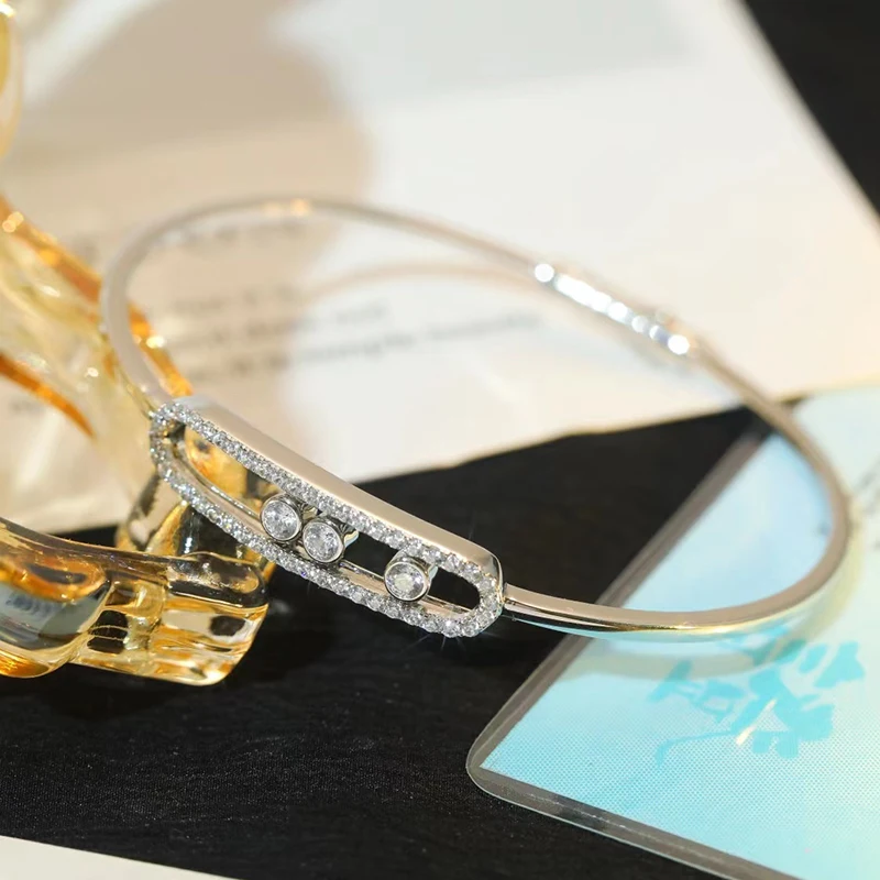 

Trend fashion mobile 3 zircon bracelet original high quality noble delicate women holiday gifts