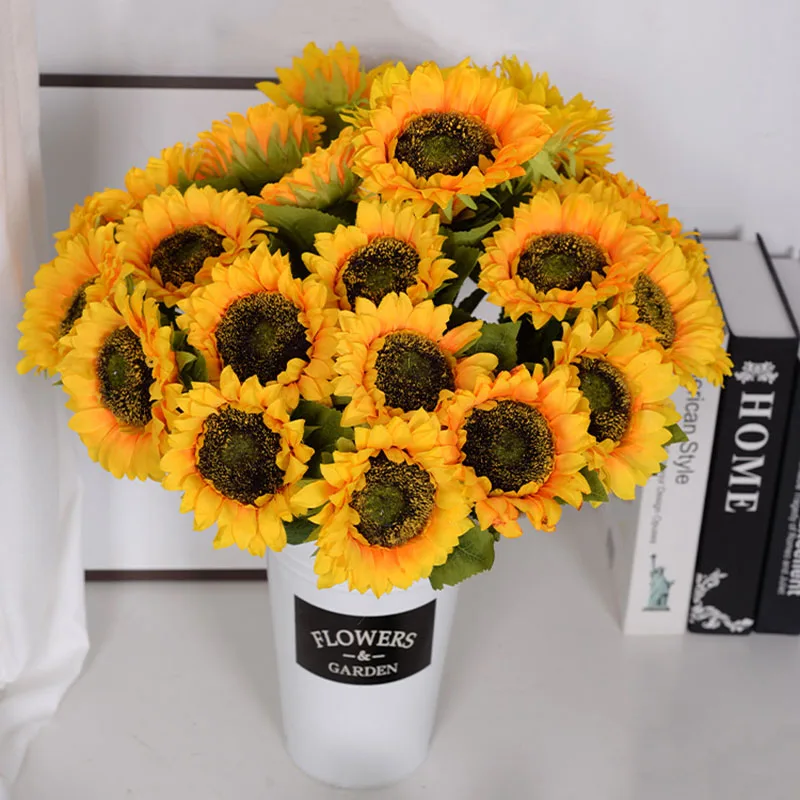 6PCS Sunflowers Artificial Flowers Silk Sunflower with Stem Arrangement  Fake Sunflowers Centerpiece Sunflowers Decorations for Home Wedding Party  Birthday Indoor Outdoor Bulk Single 