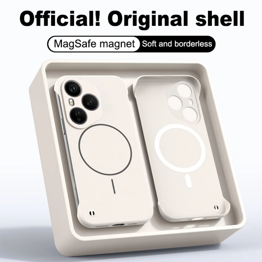 Luxury Frameless Magnetic Phone Case with Wireless Charging and Non-Slip Bumper Cover
