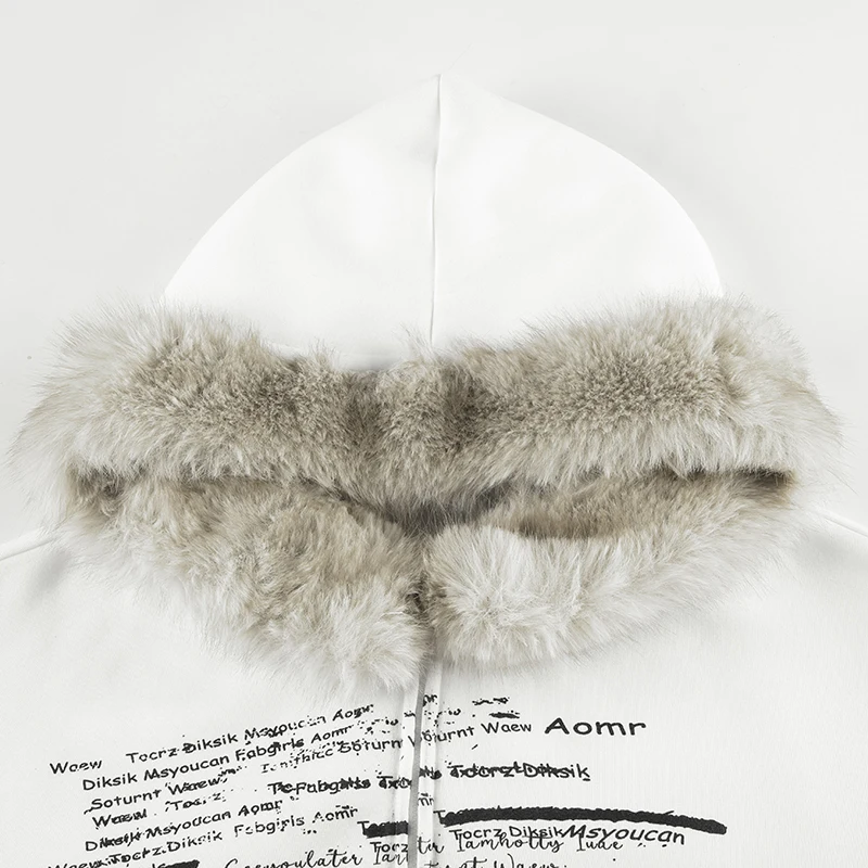 Sudadera con capucha con estampado de letras Y2k para mujer, cuello falso, ropa de moda para otoño e invierno, abrigo de estilo coreano