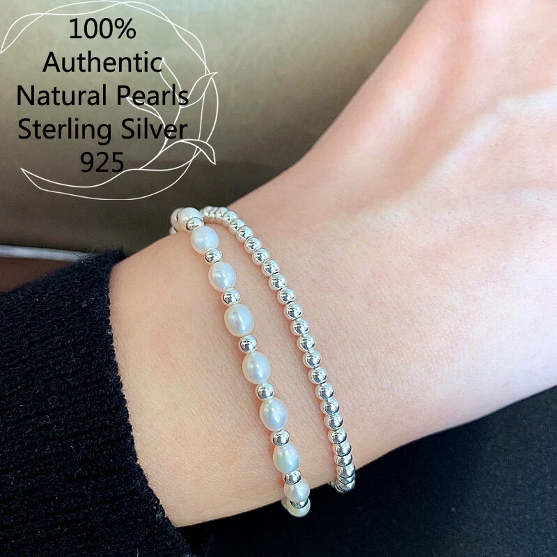 

S925 Silver Beads Natural Pearls Pulseras Para Hombre Joyas Plata 925 Elastic Charm Bracelet Making Kit Layered Naszyjnik Perełk