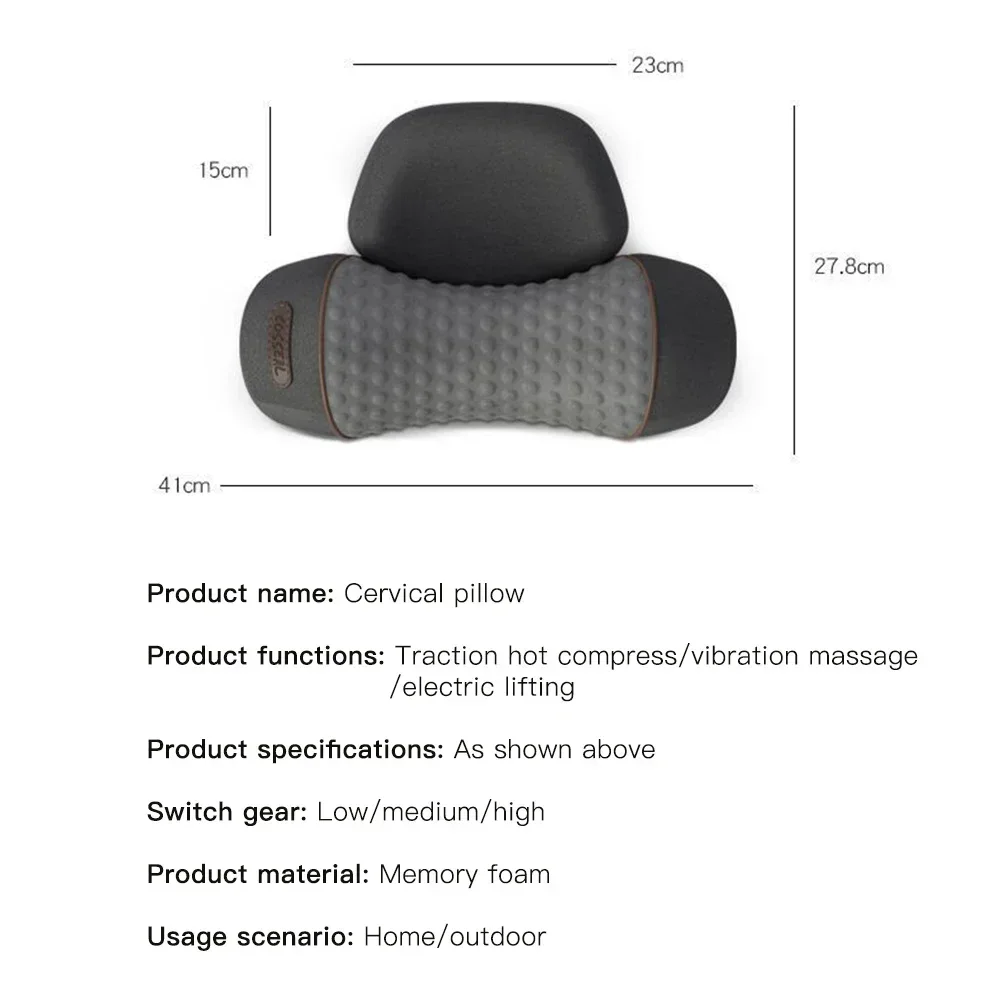 Electric Massager Cervical Pillow Hot Compress Vibration Massage Neck Traction Relax Sleeping Memory Foam Pillow Spine Support 6