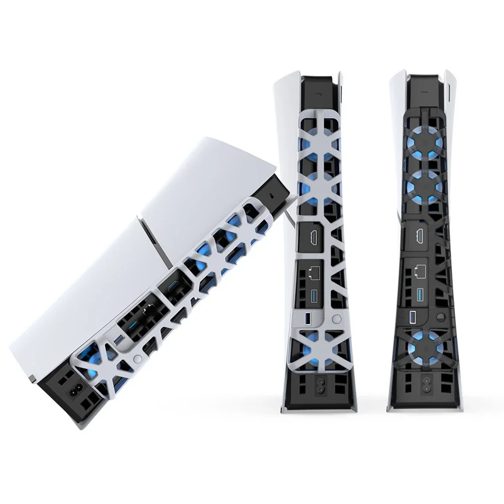 LED 조명 및 팬 3 개 장착 냉각 선풍기, 선풍기 USB DC 5V 게임 콘솔 후면 냉각 선풍기, PS5 슬림 콘솔용 1100 RPM