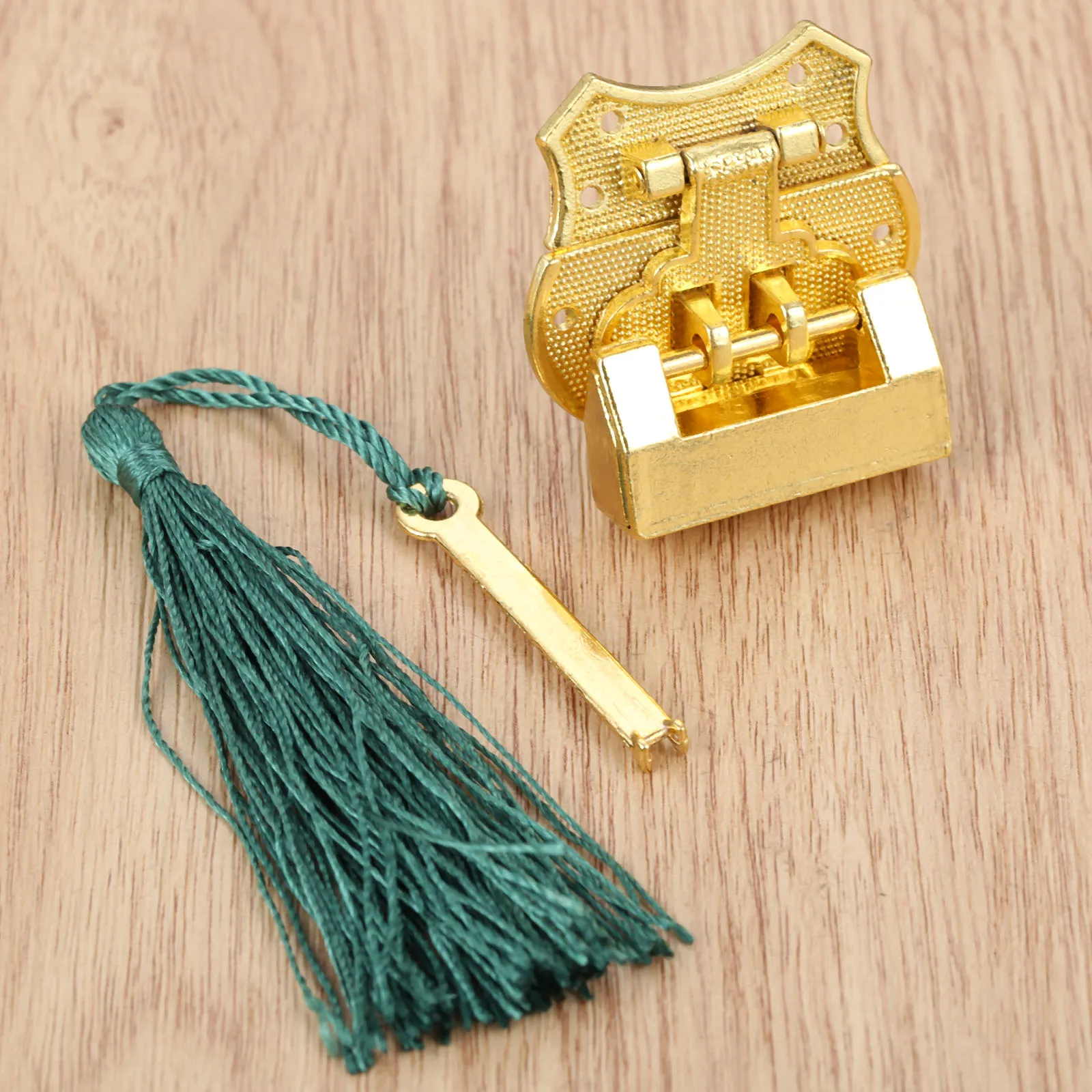 2Pcs/set Antique Gold Chinese Old Lock Wooden Box Padlock with Vintage Box Latch Hasp Home Furniture Buckle Clasp Lock Hardware