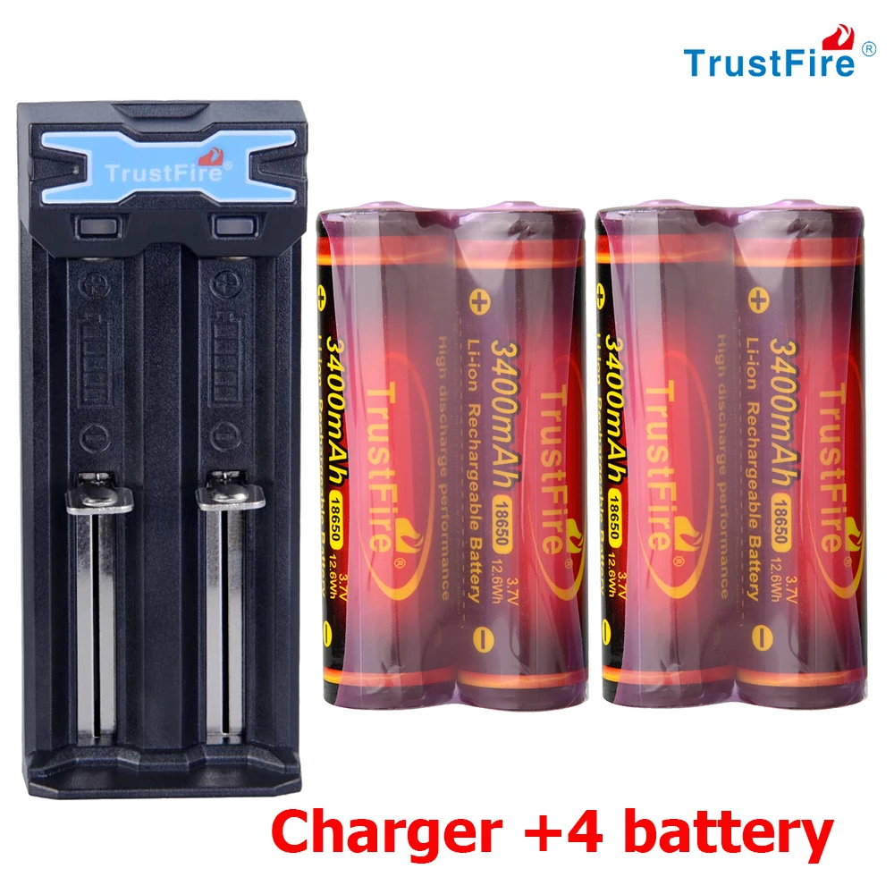 Trustfire 18650 аккумуляторная батарея 3,7 V емкость литий-ионная аккумуляторная батарея для фонарика фонарь батарея + 1 шт. зарядка