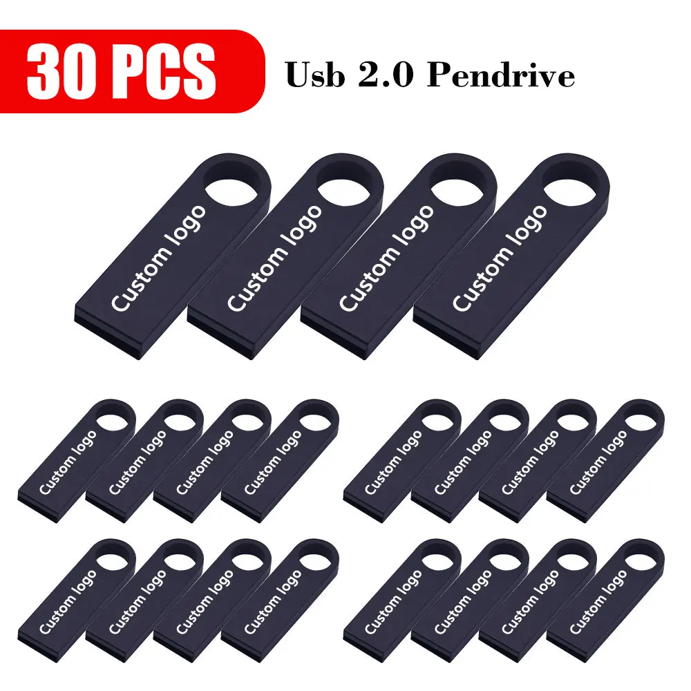 30Pcslot Free USB Pendrive 1GB 2GB 4GB 8GB 16GB Music Flash Pen Drive 32GB Memory Stick Company Gift flash drive