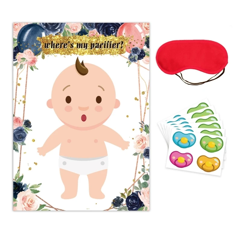 

Engaging Activity Game Poster Props Where's Pacifier Paper Stickers Set Perfect for Birthdays Babies Shower DropShipping