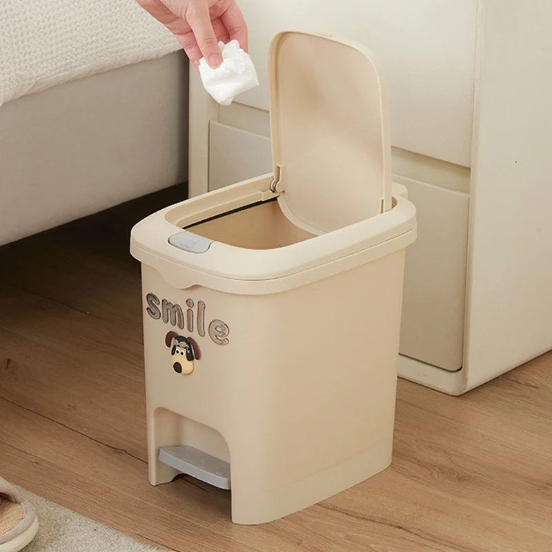 UFORU Trash can household kitchen new living room  toilet with lid large capacity high appearance level foot on paper basket 4