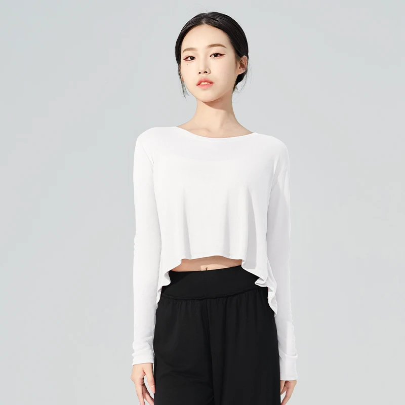 Women T-shit Long Sleeve Tops Running Sports Yoga Dance Shirts Cotton Sportswear Tops for Women Ballet Dance Top
