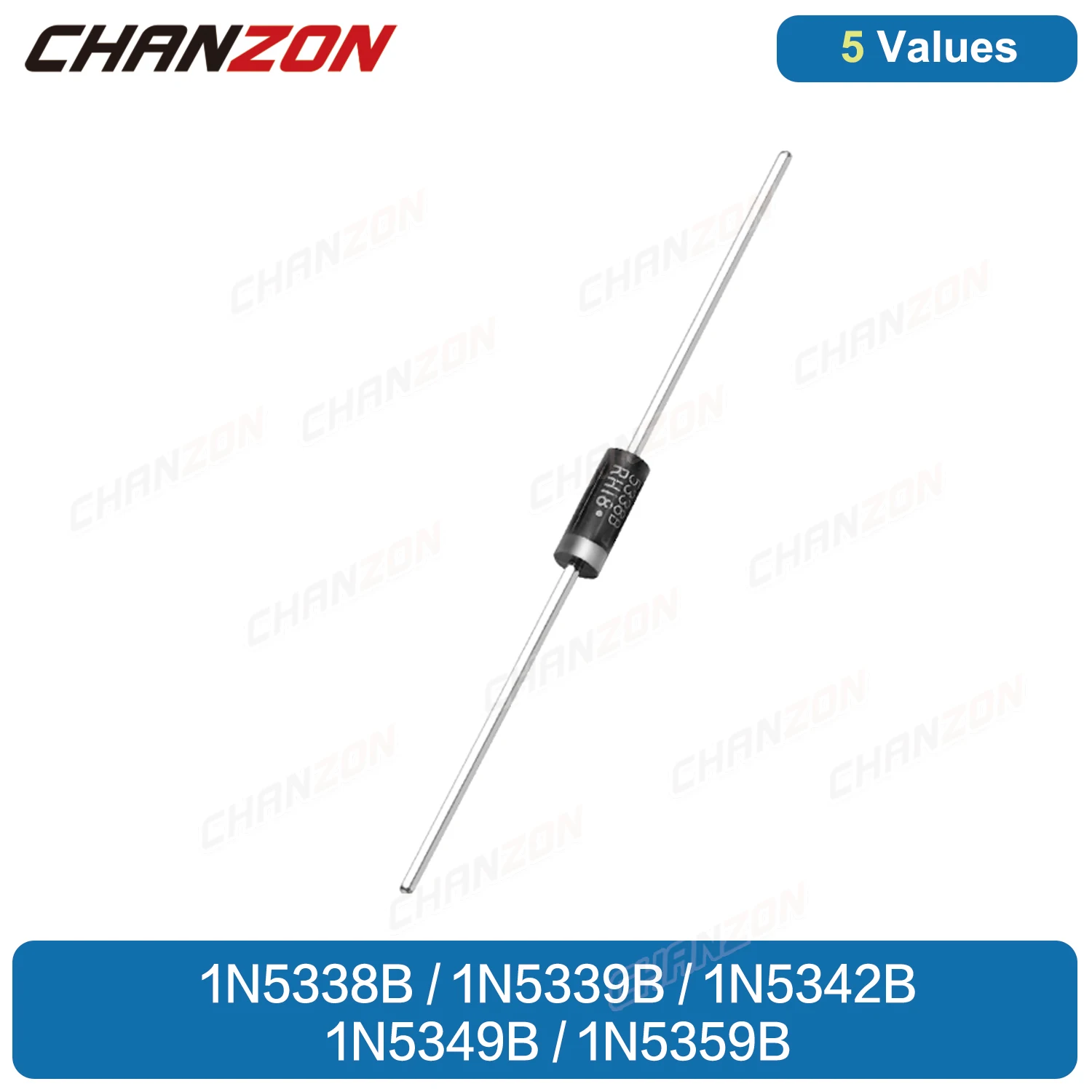 20 Pz/Pacco 5W 1N5338B 1N5339B 1N5342B 1N5349B 1N5359B Potenza Diodo Zener T-18 Case17-02 Assiali Diodi 5.1V 5.6V 6.8V 12V 24V