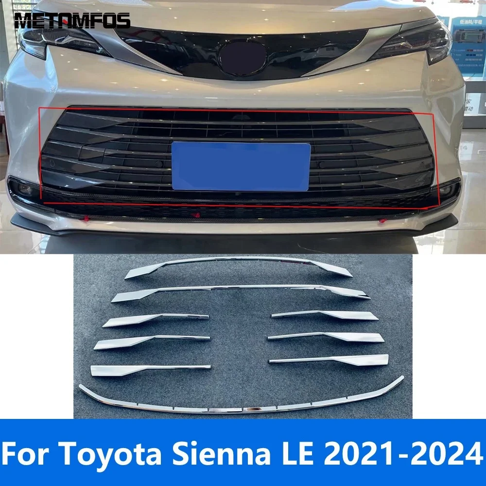 

For Toyota Sienna LE 2021 2022 2023 2024 Chrome Front Bumper Mesh Grille Racing Grill Cover Molding Trim Accessories Car Styling