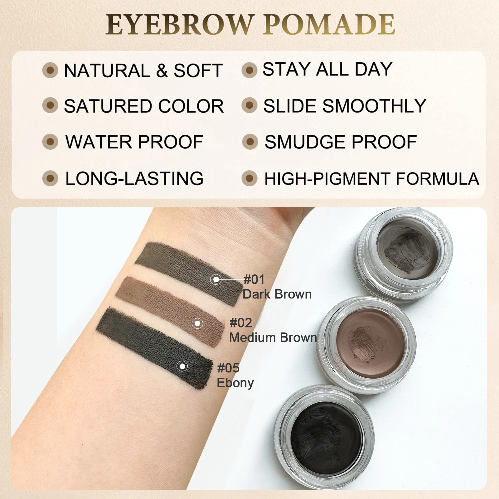 Eyebrow Cream Smooth Eyebrow Pomade Gel Long Lasting Waterproof Eyeliner Gel Eye Brow Cosmetics Brow Tint Black Eye Brow Makeup 4
