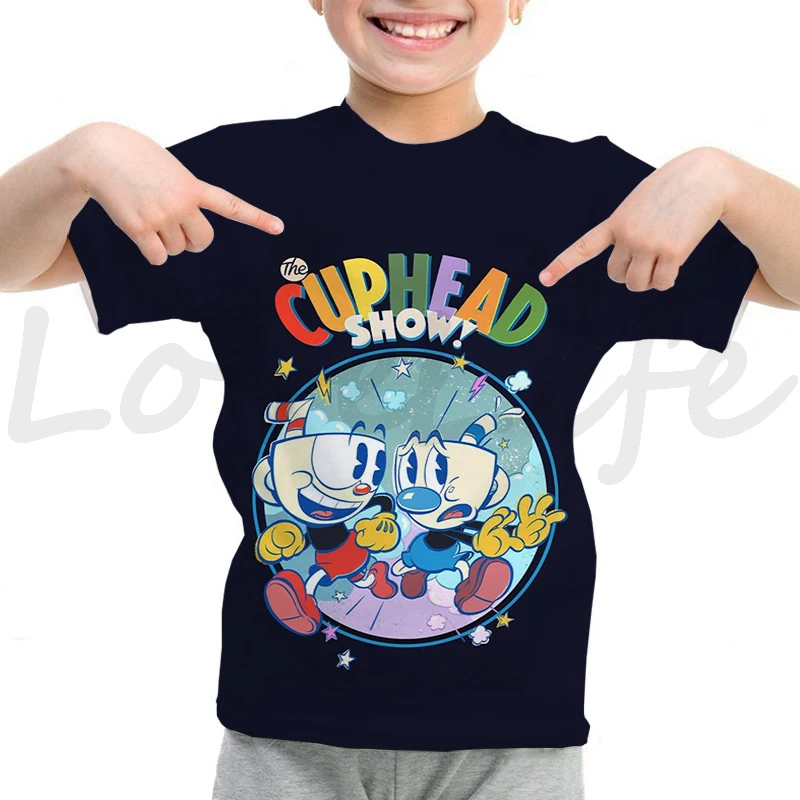 thumbnail image 1 of 2022 Camiseta para niños, camiseta de dibujos animados de Cuphead, camisetas de manga corta de anime de verano para niños y niñas, camiseta divertida de CUPHEAD, camiseta, 1 of 5