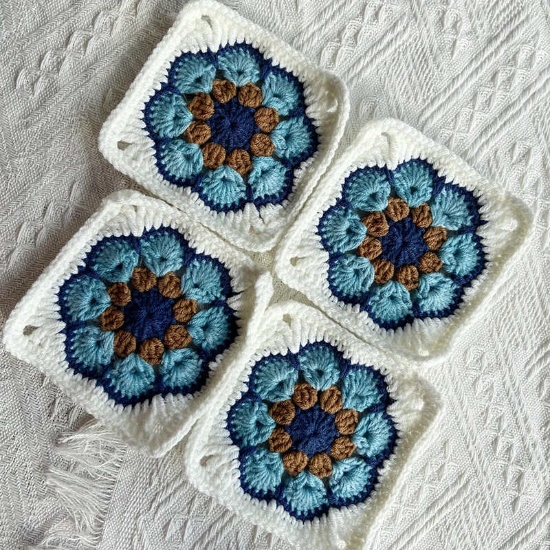 DIY Knitted Pattern Cards Mix Matchs Designs Granny Square Mixed Color Handmade Crochet Weave Blankets Or Backpacks 12PCS