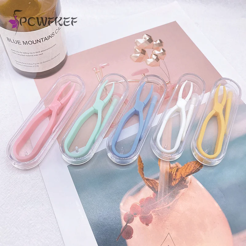 Mini Portable Contact Lens Clamping Rod Tweezers Combination Storage Box Plastic Remove Clamps Eyewear Accessories
