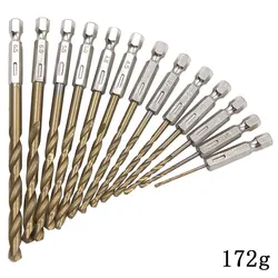 Hexagonal Handle Titanium Plated Drill and Reamer Set, 13-Piece - Hexagonal (13pc twist drill)