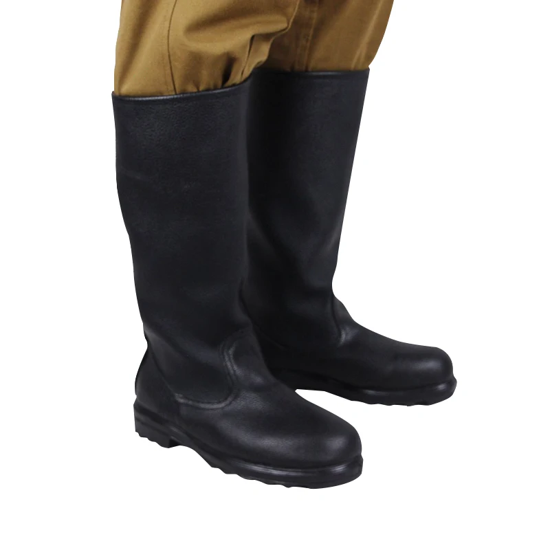 Soviet Style Black Cowhide Long Combat Boots Soviet Riding Boots