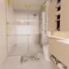 Frameless Slidable Shower Door, 56-60" W × 76" H, 5/16" Clear Tempered Glass, Gold Stainless Steel Handle, Noiseless, Waterproof 1