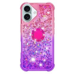 Glitter Liquid Quicksand Bling Sequins Phone Case with Quad Airbag Anti - Shock and Ring Holder Cover - Google Pixel 9 5G (YB0837)