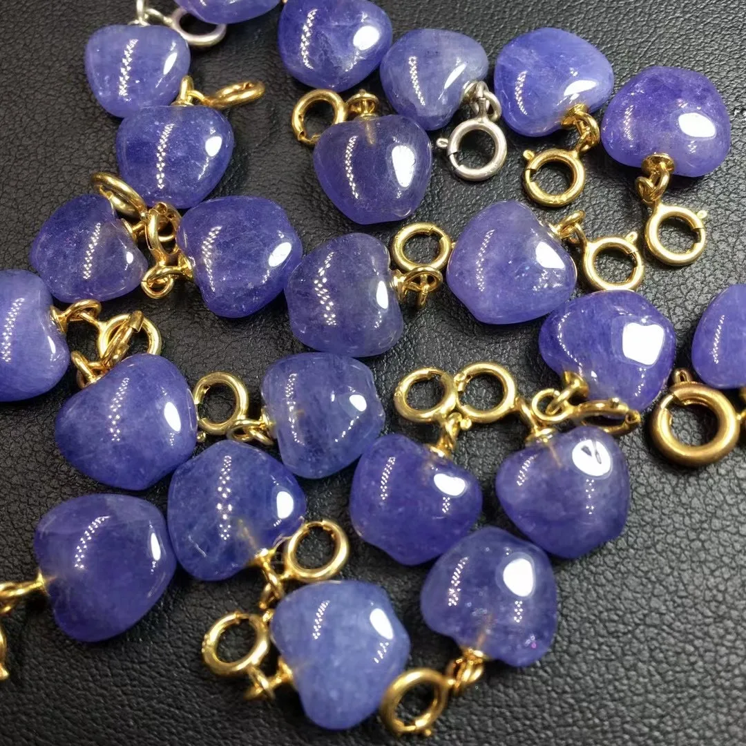 1Pc Fengbaowu Ciondolo Mela Tanzanite Naturale 925 Sterling Silver Crystal Reiki Healing Stone Gioielli Di Moda Regalo Per Donna Uomo