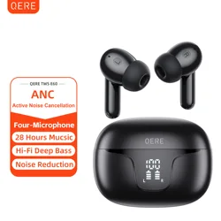 QERE E60 Wireless Bluetooth Headphones HD Microphone,HIFI Earphones,13mm Driver,Display screen+touch control,6 Mics, ANC Call