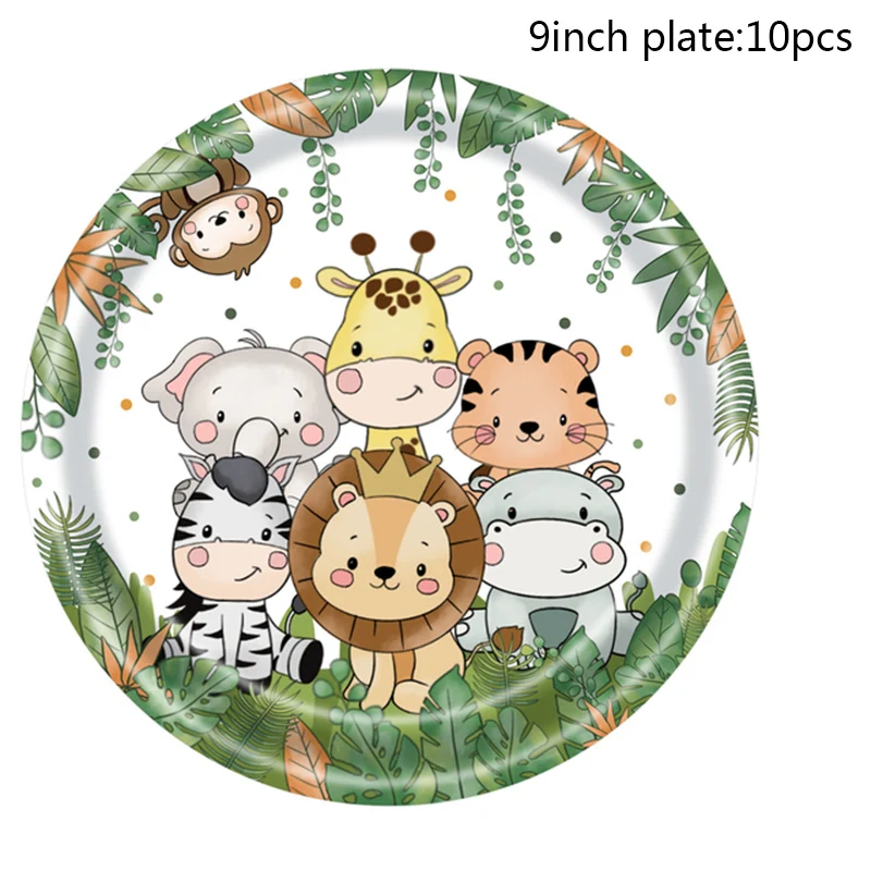 UROINEPA 60 Unidades De Platos De Papel Desechables Con Forma De Animales Salvajes De La Selva Para Fiestas De Cumpleaños, Baby Shower Y Decoraciones De Fiesta Temática De Safari En La
