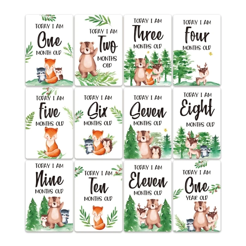 아기 월별 이정표 사진 카드, 양면 신생아 이정표 종이 카드, 임신 카드, 부모용 완벽한 유품, Y55B