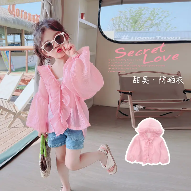 

Новинка 2023, летняя Солнцезащитная Одежда для девочек, детская тонкая одежда в западном стиле для малышей, модная куртка