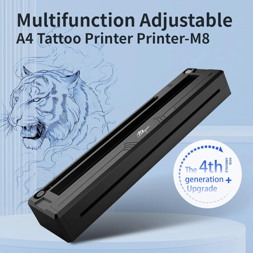 Wireless Tattoo Stencil Printer Transfer Paper Portable Thermal Printer Tattoo Artists Compatible Smartphone & PC