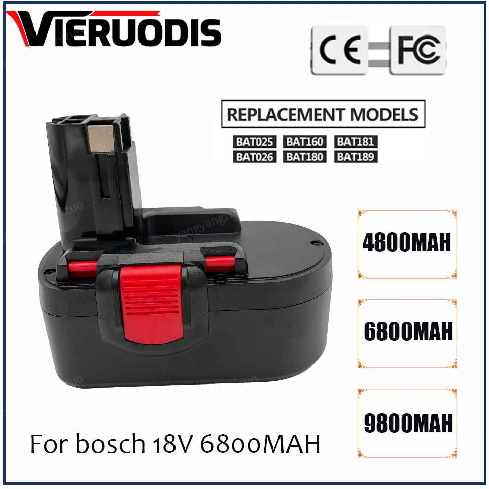 

For Bosch 18V 6.8AH 9.8AH Ni-MH Remplacement Battery pour Bosch BAT025 BAT026 BAT160 2607335735 2607335277 PSR18 VE-2 GSR18