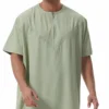 Men Jubba Thobe Eid Muslim Man Dress Long Robe Zipper Short Sleeve Ramadan Saudi Abaya Caftan Dubai Arabic Daffah Dishdasha Gown
