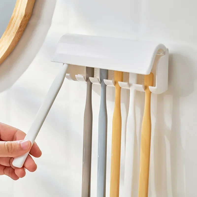 Simple Wall Mounted Toothbrush Rack No Perforated Toothbrush Storage Rack Storage Holder Wall