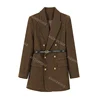 Comes With Belt A Vintage Wool Jacket For Women Autumn And Winter 2024 New Popular Seasonal Green Temperament Top Female Blazer 6