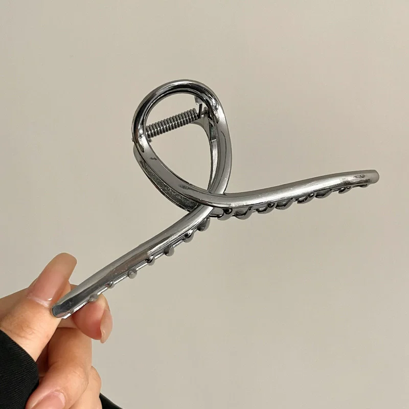 11.5CM Large Metal Hair Clip For Women Golden Sliver Ponytail Claw Clip  Hairpin Hair Accessories Fashion Shark Clip Headwear