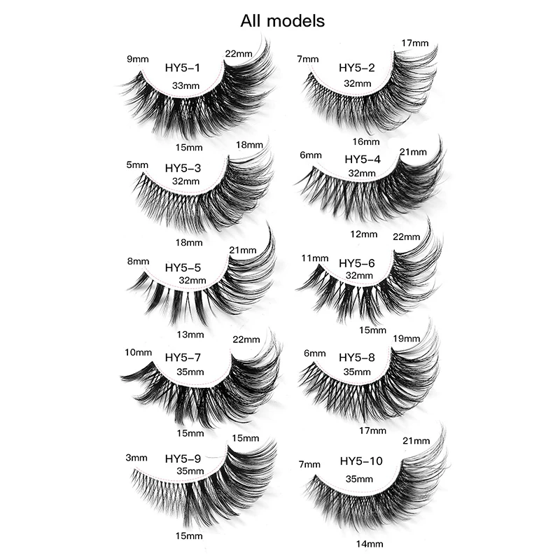 New 5 Pairs Faux Mink Curling Lashes Natural Soft Fox Eyes False Eyelashes Wispy Fluffy Eyelash Extension Makeup Lashes Tool