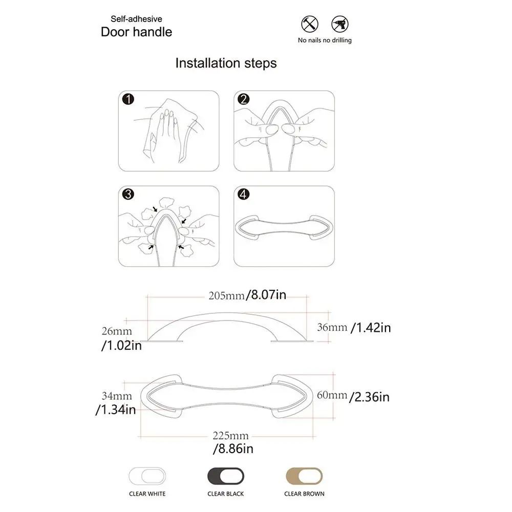 Self-adhesive Suction Cup Door Handle Strong pasting Safe Grip No-punching Traceless Non-slip Pull Cupboard
