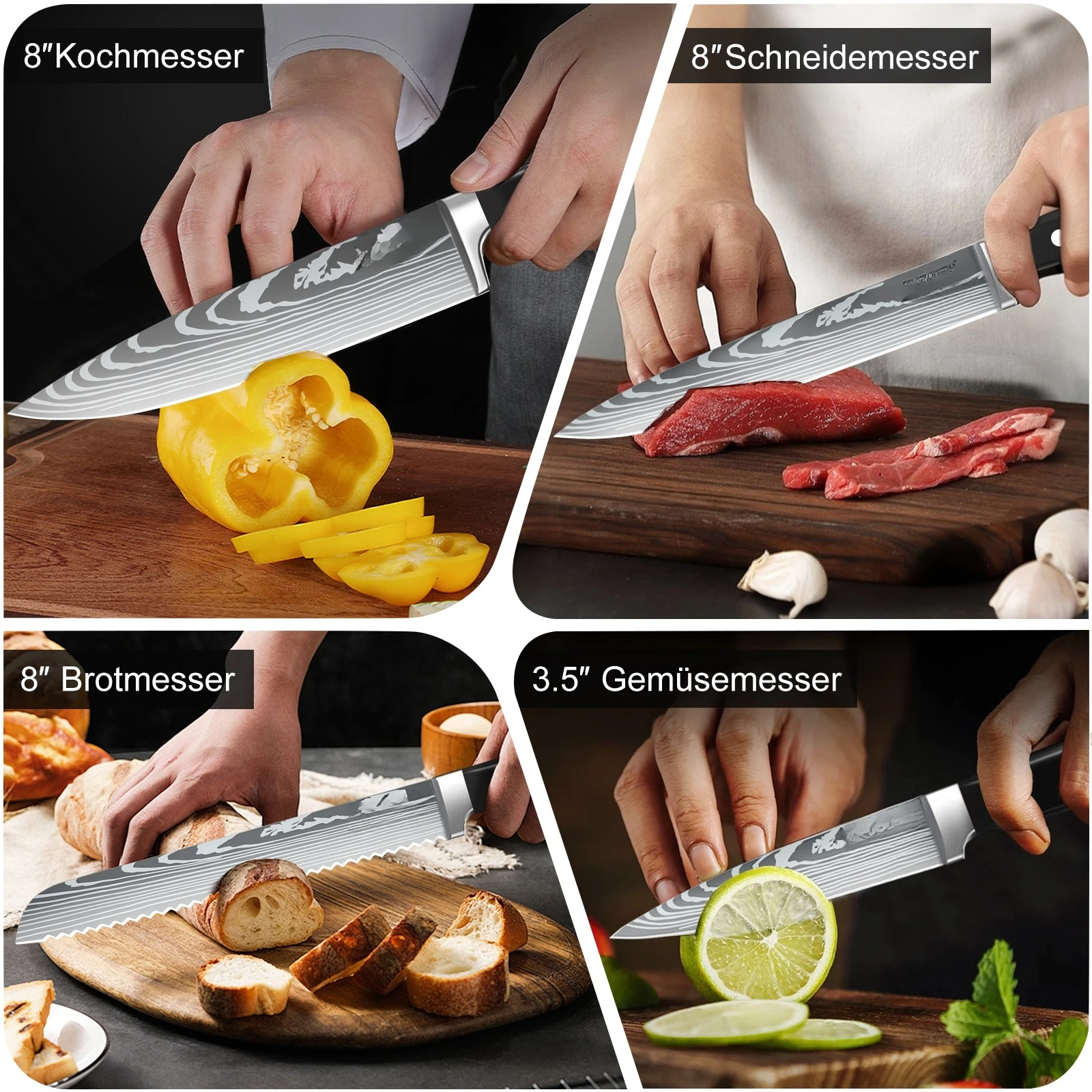 ZENG 8-teiliges Küchenmesser-Set mit Nylon-Aufbewahrungstasche ABS Gebogener Griff Multifunktionale Kochmesser für Fleisch Gemüse Obst – Detail 10