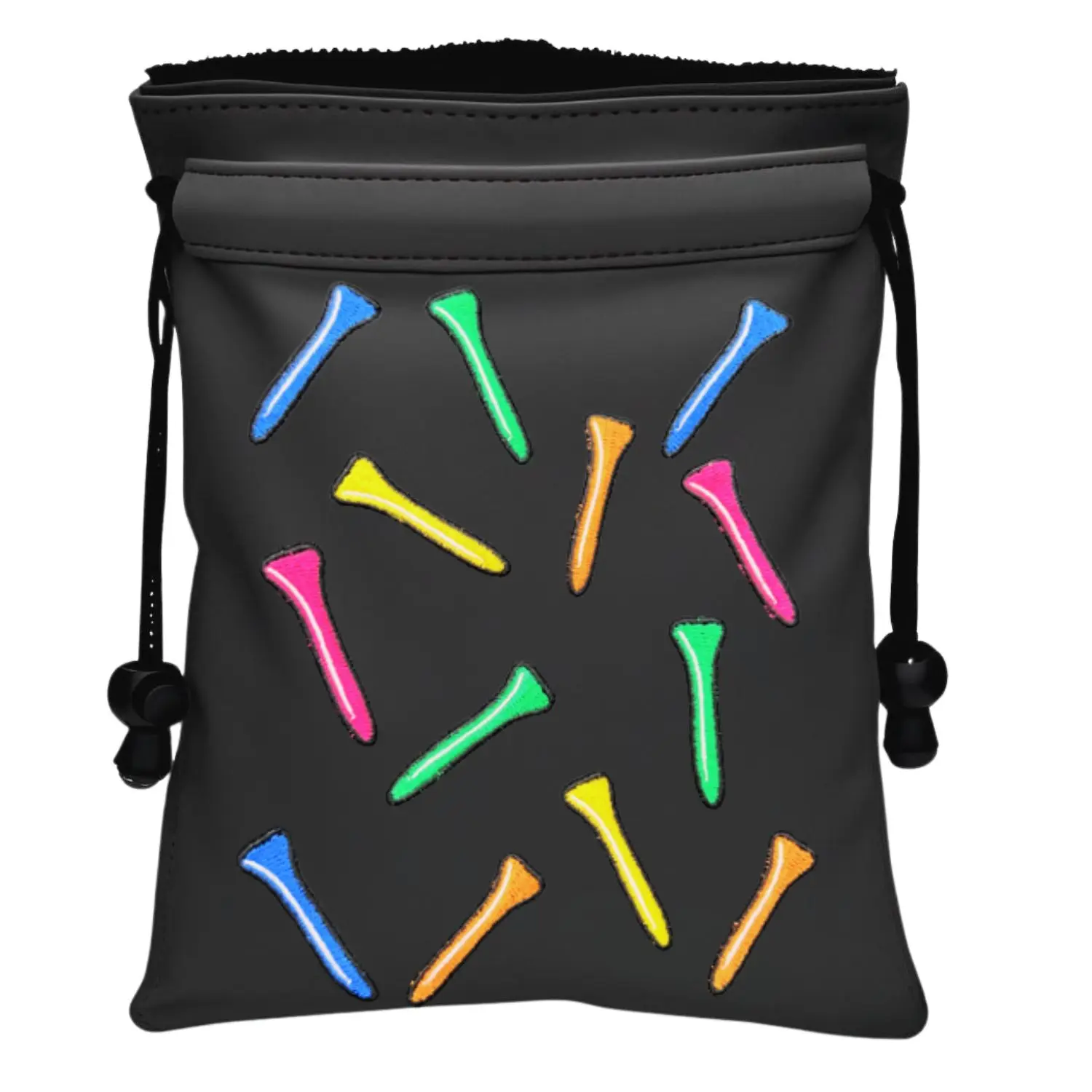 Whimsical Golf Tee Pattern PU Leather Valuables Pouch with Drawstring Closure