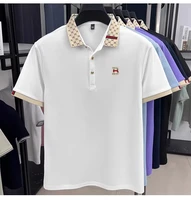 Marque de luxe B lettre en relief polo à manches courtes hommes été léger respirant nouvelle mode couleur bloquée revers T-shirt 6