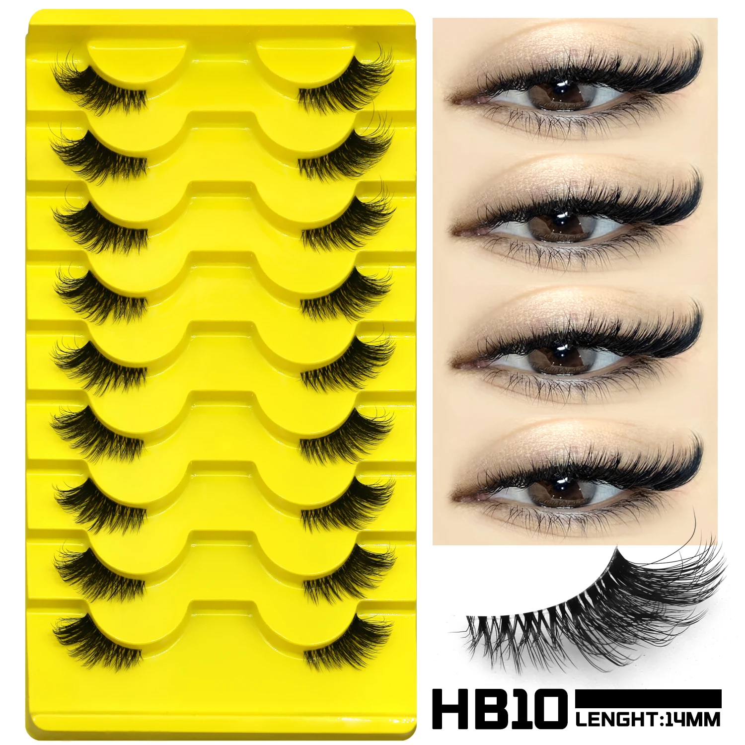 GROINNEYA False Eyelashes Cat Eye Lashes Natural Long Half Eye Lashes Short Wispy Clear Band Lashes 3D Faux Mink Lash Multipack 15 S2c7b4c6014024d0286612453ff5bb63cL