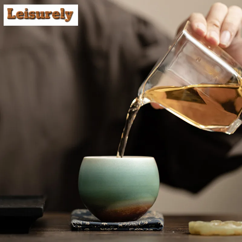 125ML Aurora Kiln Change Red Blue Glaze Teacup Creative Tea Bowl Coffee Mug Meditation Cup Jianzhan Master Cups Chinese Tea Set