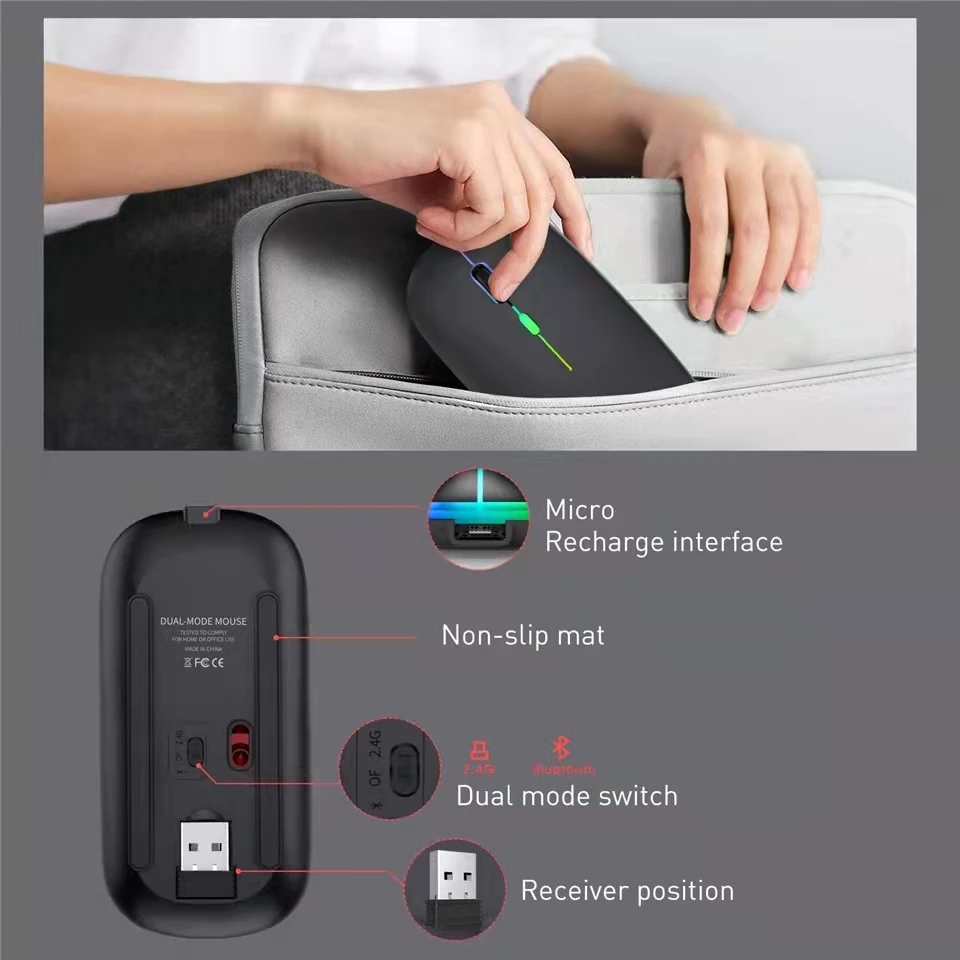 Wireless Mouse Gaming Mouse USB Rechargeable Bluetooth-compatible RGB Mice Silent Backlit Ergonomic Gaming Laptop PC wireless mouse,gaming mouse,wireless gaming mouse,ergonomic mouse