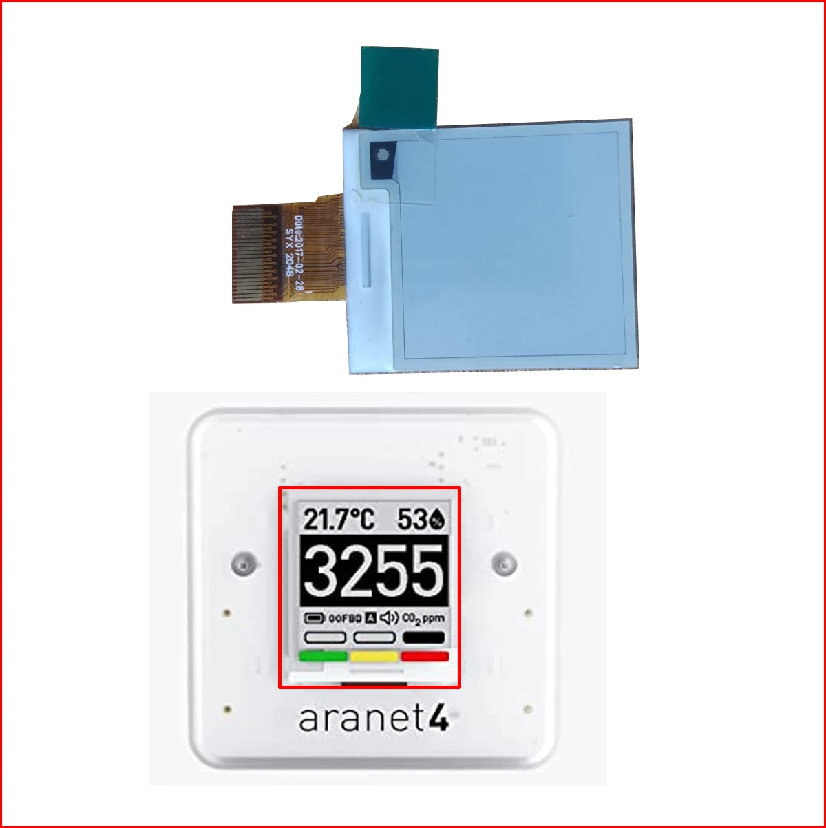 E-ink Raw Display Painel de Tela de Papel e Tela Lcd para Saf Aranet4 Casa Aranet4 Pro