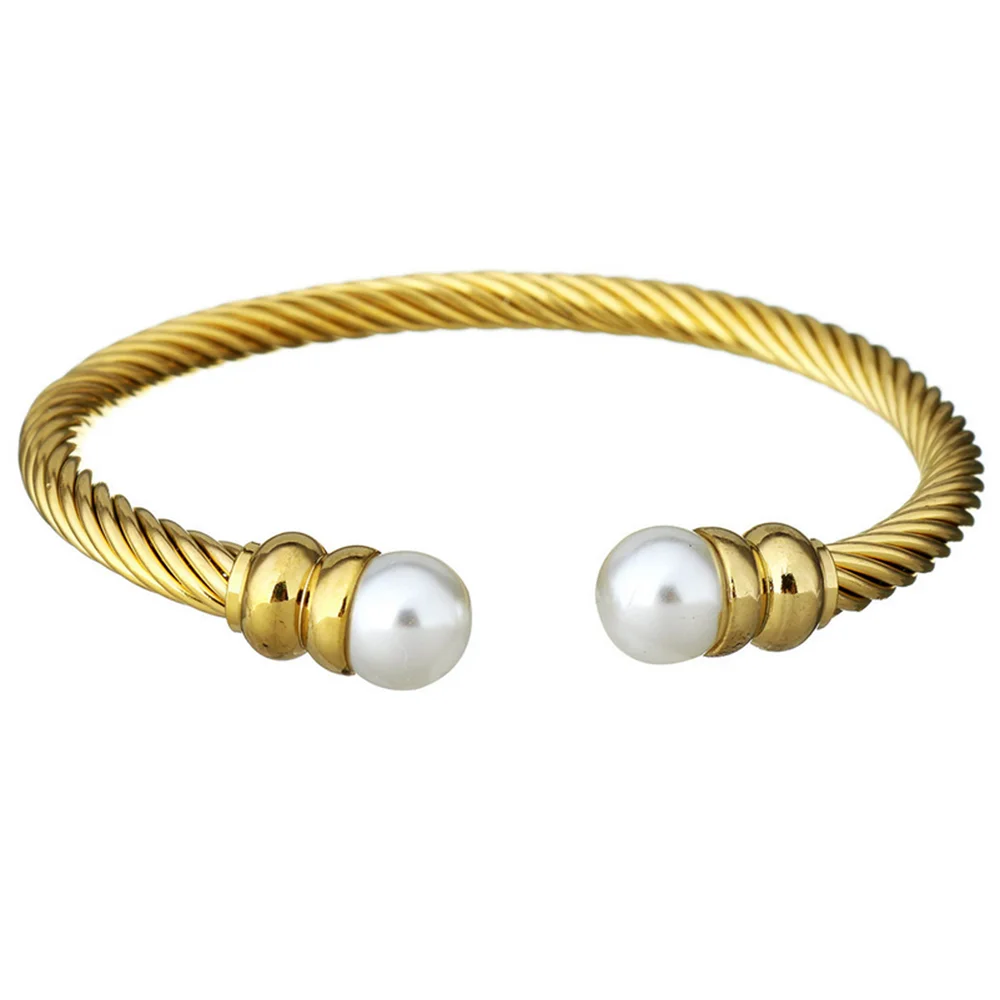 Bracelet Jewelry Stainless Steel Open Twisted Wire Bangle Women