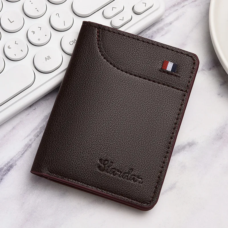 Men's short ultra-thin mini wallet, youth vertical personalized wallet, Korean version, student minimalist soft wallet