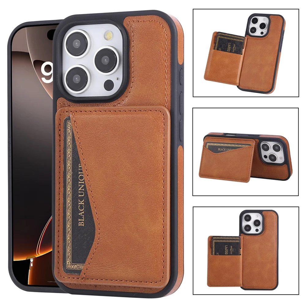 Premium Flip Leather Phone Case with Magnetic Wallet and Card Holder - Bracket Back Cover