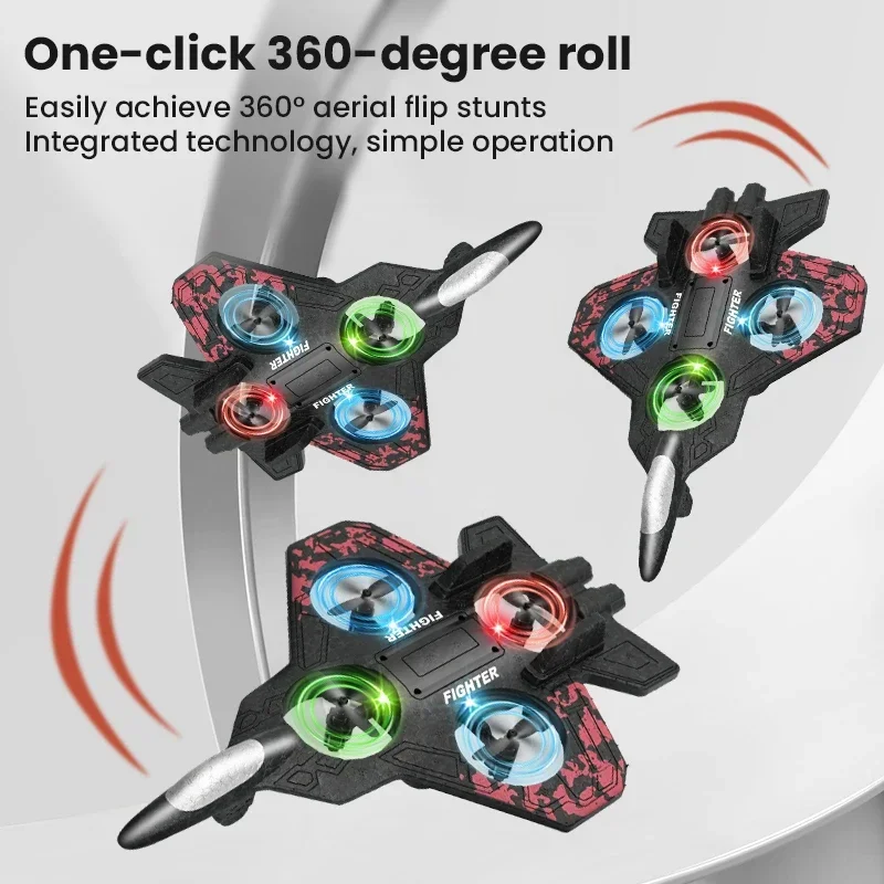 2.4G RC 비행기 스턴트 전투기 EPP 폼 글라이더 LED 조명 텀블링 호버링 원격 제어 장난감 어린이 선물