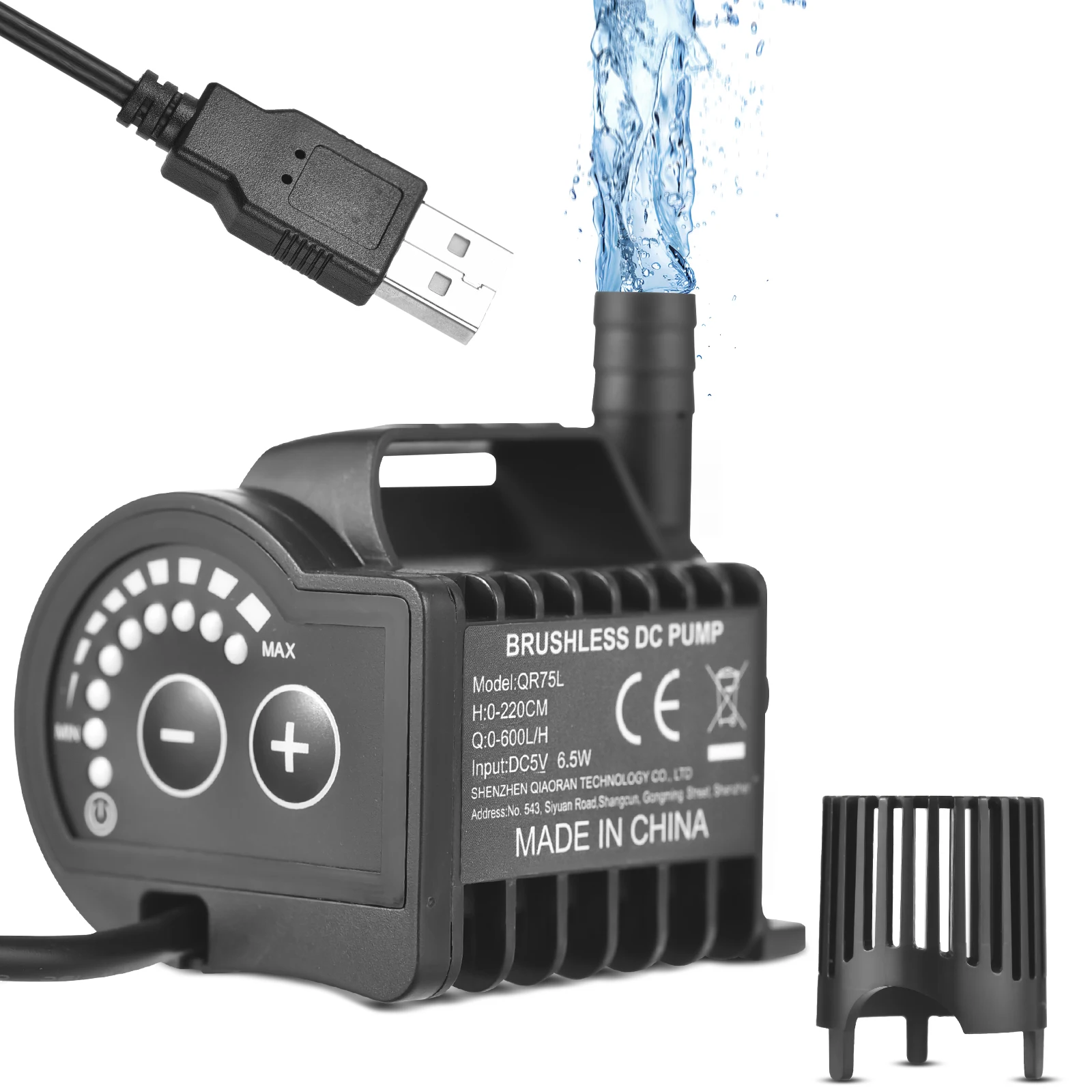 Submersible Water Pump Portable USB 8 Levels Adjustable 0-400L/H 0-600L/H Small Fountain Pump with 0-9.8ft Lift 7.2ft Lift 6.5ft water pump aquarium water pump fish tank pump