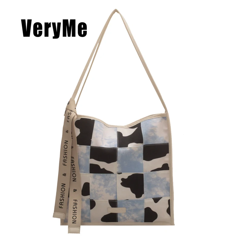 VeryMe 2022New Fashion Shoulder Women's Bag Casual Large capacity Cloth Tote Handbag Popular Female Shopping Pack bolsa feminina